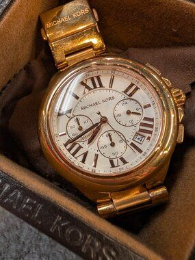 Michael Kors Women's Rose Gold-Tone Camille Chonogram Watch